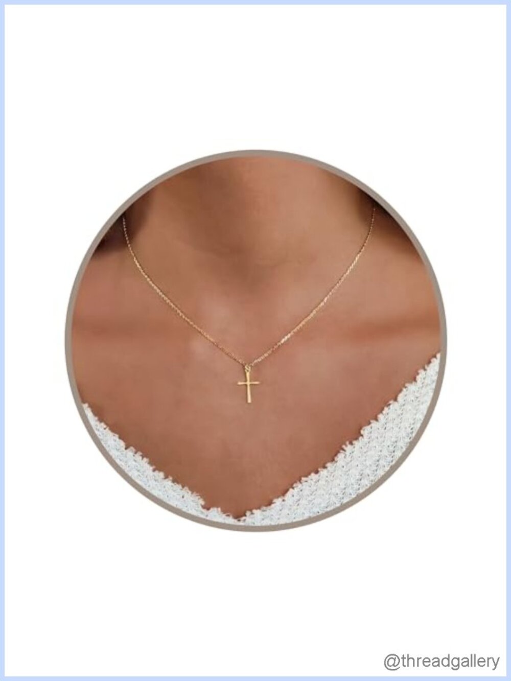 Dainty Gold Plated Stainless Steel Cross Pendant Necklace 16–18" Adjustable